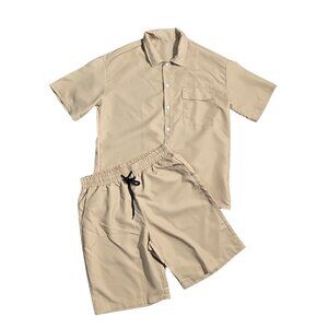 NWOT | Beige 2-Piece Beachwear Short Set | Minimalist Resort | Medium